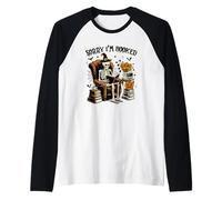Sorry I'm Booked - Maglietta per Gli Amanti dei Libri con Scheletro di Maglia con Maniche Raglan
