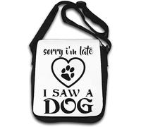 Sorry I'm Late I Saw A Dog Paw Heart Graphic Borsa a tracolla bianca