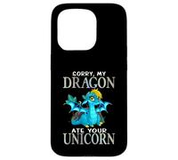 Sorry My Dragon Ate Your Unicorn Funny Dragon Custodia per iPhone 15 Pro