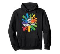 Sorseggia Il Design Rainbow Color Splash Felpa con Cappuccio