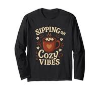 Sorseggiando Cozy Vibes Hot Cocoa Marshmallow Estetica Invernale Maglia a Manica