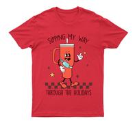 Sorseggiando la mia strada attraverso t-shirt unisex regalo retrò...