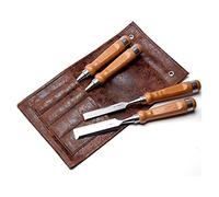 SORTZ Set di scalpelli for la Lavorazione del Legno, Set di scalpelli for Legno da 4 Pezzi, scalpelli Professionali con Custodia in Pelle for Carpentiere