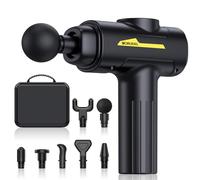 SORUDEL Pistola massaggiante, pistola massaggiante per alleviare il dolore, con 7 testine massaggianti e 6 velocità e custodia per il trasporto (nero)