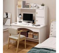 SORVA Scrivania con libreria, scrivania in Legno massello scrivania per Computer Tavolo Moderno per Studenti/Tavolo da Lavoro per casa e Ufficio (31 Pollici, Bianco)