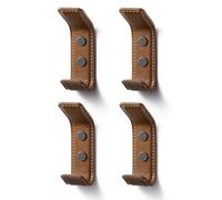 SORWDUERM Confezione da 4 ganci appendiabiti da parete in pelle marrone per appendere accappatoi, asciugamani, borse, cappelli, sciarpe, chiavi, vestiti, adatti per camera da letto, ingresso e armadio