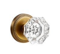 SORWDUERM Pomelli per porta in ottone anticato con cristallo, per interni in vetro, maniglia finta su un lato, decorativa, 1 confezione