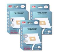 SOS Accessoire Set di 3 confezioni da 5 sacchetti con 1 filtro pre-taglio/compatto/GO/FORCE 78602600, 22422400 NILFISK