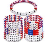 Sosation 18 braccialetti americani per il 250° anniversario, braccialetti elasticizzati per il 4 luglio, accessori patriottici rossi, bianchi, blu, gioielli americani, ciondoli per donne, festa