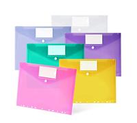 Sosayet Cartellina Portadocumenti a4, 30 Pezzi Buste Portadocumenti Trasparenti A4, Cartelline Plastica con Apertura a Busta e Bottone per Casa Ufficio Scuola (6 Colori)