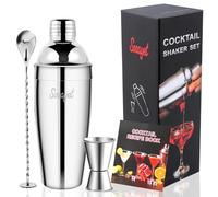 Sosayet Shaker Cocktail 750 mL, 3 Pezzi Kit Barman con Dosatore Cocktail 15/30 ml, Pestello Cocktail, Set Cocktail Professionale Regalo Uomo per Casa, Bar, Feste