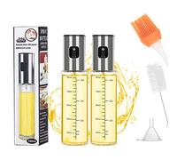 Sosayet Spruzzino Olio per Friggitrice Aria, 2 Pezzi 100ml Nebulizzatore con Spazzole e imbuto, Bottiglia Spray Aceto per Cucinare Grigliare Insalata Accessori Cucina, in Vetro
