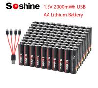 Soshine 1.5V 2000mWh AA Batteria ricaricabile al litio USB Type-C Aa Batteria agli ioni di litio per telecomando Smart Door Lock Toys Mouse