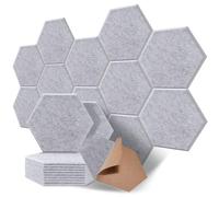 SOSINYA Pannello fonoassorbente Esagonale Autoadesiva/Pannelli insonorizzanti,12 Pezzi pannelli fonoassorbenti adesivi per la insonorizzazione stanza.Pannelli Isolamento Acustico (30x26x1cm) (Grigio)