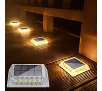 Soslina Luci Solari da Giardino, Lampada Solare da Esterno, Luce Solare Led Esterno IP68 Impermeabile, Lampione Solare Led Esterno per Cortile Prato Scale Passo Ponte Patio, 4 Pezzi Bianco Caldo 2700K