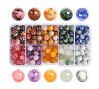 SOSMAR 200 Pietre Naturali Perline Tonde 8mm -Agata del Pizzo Crazy, Quarzo Fragola, Diaspro Kambaba, Rodonite | Per Bracciali, Collane e Gioielli Fai da Te (10 Tipi di Perline in Pietra) , Stile D