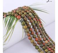 SOSMAR circa 120 perline naturali Unakit pietre semipreziose rotonde, diametro 6 mm, perline di pietra sfuse per bracciali, collane, gioielli, fai da te