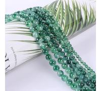 SOSMAR circa 90 perline di calcedonio verde, pietre semipreziose, rotonde, diametro 8 mm, perline di pietra sfuse per bracciali, collane, gioielli, fai da te