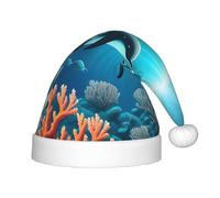 SOSNBK Cappello natalizio per bambini con stampa di balene festive sotto il mare, morbido cappello di Babbo Natale, perfetto per le vacanze di Natale