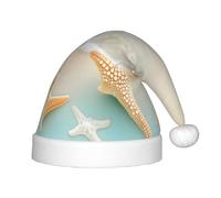 SOSNBK Cappello natalizio per bambini con stampa di stelle marine da spiaggia, morbido cappello di Babbo Natale, perfetto per le vacanze di Natale