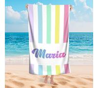 SosnSusn Asciugamano da spiaggia personalizzato con nome Spiaggia Premium ad asciugatura rapida in microfibra con asciugamani di design a righe per adulti e bambini