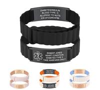 SosnSusn Personalizzata Medico Mettere in Guardia Braccialetto, Braccialetti di Allerta Medica per Uomini e Donne,Silicone Emergenza Medico Uomini Braccialetti Cinturino Regolabile (Color2)