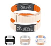 SosnSusn Personalizzata Medico Mettere in Guardia Braccialetto, Braccialetti di Allerta Medica per Uomini e Donne,Silicone Emergenza Medico Uomini Braccialetti Cinturino Regolabile (Color7)