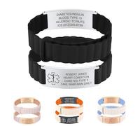 SosnSusn Personalizzata Medico Mettere in Guardia Braccialetto, Braccialetti di Allerta Medica per Uomini e Donne,Silicone Emergenza Medico Uomini Braccialetti Cinturino Regolabile (Color4)