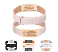 SosnSusn Personalizzata Medico Mettere in Guardia Braccialetto, Braccialetti di Allerta Medica per Uomini e Donne,Silicone Emergenza Medico Uomini Braccialetti Cinturino Regolabile (Color5)