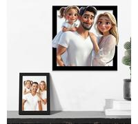SosnSusn Personalizzato 3D Cartoon Style Photo Frame Segno In Legno Cornice Personalizzata per Foto di Famiglia 3D Cartoon Portrait Gift Caricatura Regali di Coppia Anniversario Compleanno (Quadrato)