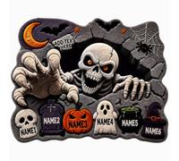 SosnSusn Zerbino Halloween Personalizzato Tappeto Illusione 3D con Nomi DIY | Scheletro Che Esce Tappeto Ingresso Peluche Antiscivolo, Decorazione Autunnale Regalo Festa Halloween per Casa Soggiorno