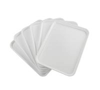 Sosody Vassoio Rettangolare in Plastica, Vassoi Servizio Rettangolari, Bianco, Set di 6
