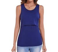 Sosolism Top da Allattamento Senza Maniche Estate con Scollatura a U Maglietta Casual per Poppata e Tiraggio per Donne Blu Scuro, S