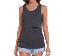 Sosolism Top da Allattamento Senza Maniche Estate con Scollatura a U Maglietta Casual per Poppata e Tiraggio per Donne Grigio Scuro, S