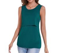 Sosolism Top da Allattamento Senza Maniche Estate con Scollatura a U Maglietta Casual per Poppata e Tiraggio per Donne Verde, L