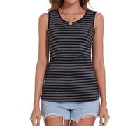 Sosolism Top da Allattamento Senza Maniche Estate con Scollatura a U Maglietta Casual per Poppata e Tiraggio per Donne Righe, L