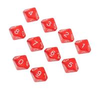 Sosoport 10 Pezzi Dado Numerato a 10 Facce in Acrilico Rosso Trasparente | Superficie Liscia e Bordi Arrotondati, Numeri 0-9 Ben Leggibili, per Attività di Matematica in Classe