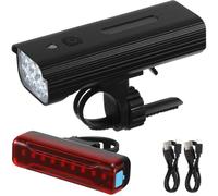 Sosoport 10000mah Luce Fanale per Ricaricabile P28f con Bicicletta | Alluminio e Abs, Uso Outdoor, Portatile e Leggero, Include Fanale Posteriore, Colore Nero