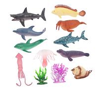 Sosoport 12Pezzi Modellini Animali Oceanici Giocattoli Educativi per Simulazione Creature per Sviluppare Creatività e Conoscenza Animali