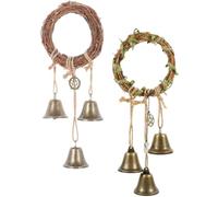Sosoport 2 Pezzi Campanelli da Strega in Rattan e Ferro per Porta da Giardino, Decorazione Semplice e Raffinata per Allontanare le Energie Negative e Portare All'anima