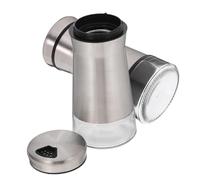 Sosoport 2 pezzi Dosatori in Acciaio Inossidabile con Regolabile Contenitori Spezie Riutilizzabili Trasparenti per Cucina e Uso Esterno Bottiglie Condimenti Portatili per Dispersione