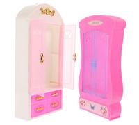 Sosoport 2 Pezzi Giocattoli Del Guardaroba Per Mobilia Minuscolo Casa Bambola Mini Mobili Mini Armadio Portaoggetti Mobili in Miniatura Mini Roba Plastica Rosa