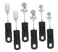 Sosoport 2 set Posate Adattive per Anziani e Disabili Cucchiai e Forchette in Inossidabile con Antiscivolo e Utensili Portatili Ergonomici per Pazienti con Tremori e Difficoltà Motorie