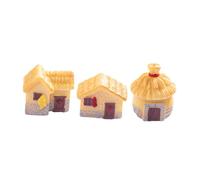 Sosoport 3 Pezzi Casa di campagna retrò con tetto in paglia villetta micro piccole case per l'artigianato mini case miniature di case delle bambole resina