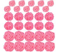 Sosoport 30 Pezzi Palline Decorative in Rattan Rosa per Feste Natalizie | Tavola, Compleanno e Ricorrenze, Finitura senza Sbavature, Non Si Deforma Né Si Rompe, Atmosfera Festiva