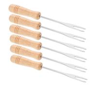 Sosoport 6 pezzi Forchette Fonduta con Manico in Legno Antiscivolo Forchettine per Cioccolato Formaggio Frutta e Gelato Facili da Pulire e Resistenti per Antipasti e Fonduta