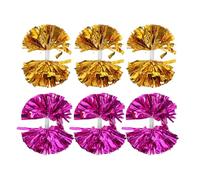 Sosoport 6 Pezzi Pompon da Cheerleader in Pet Manico Metallico, Accessori Lucidi per Spettacoli su Palco e Recital, Riduce Lo Sforzo del Polso e Aumenta Lo Spirito di Squadra