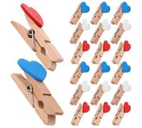 Sosoport 60 Pezzi Mini Mollette in Legno a Forma di Cuore, Decorativi e Facili da Usare, per Esposizione Foto e Decorazioni per Feste