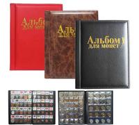 Sosoport Album 10 Pagine in Pelle Pu per Monete da Collezione Nero Facile da Trasportare e Comodo da Usare, per Collezionisti
