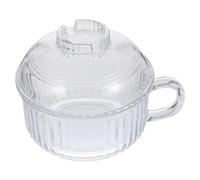 Sosoport Ciotola di Vetro Trasparente per Zuppa con Coperchio e Manico, Resistente al Calore e Antigraffio, Pentola per Brodo Domestica per Noodles e Forno